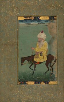 Single Leaf of Mullah Du Piyaza Riding a Horse, mid 12th century AH/AD 18th century. Creator: Unknown