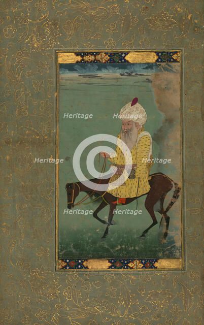 Single Leaf of Mullah Du Piyaza Riding a Horse, mid 12th century AH/AD 18th century. Creator: Unknown.