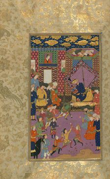 Single Leaf of Youths Before a Ruler at his Court, early 11th century AH/AD 17th century. Creator: Unknown