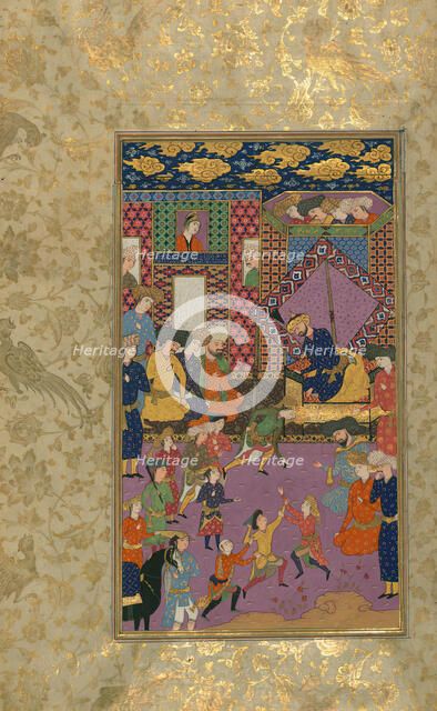 Single Leaf of Youths Before a Ruler at his Court, early 11th century AH/AD 17th century. Creator: Unknown.