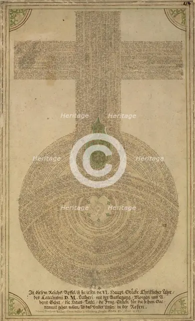 Single Leaf with Lutheran Devotional Design, 1752. Creator: Johann Leonhard Tauber.