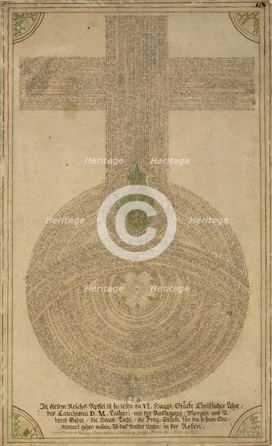Single Leaf with Lutheran Devotional Design, 1752. Creator: Johann Leonhard Tauber.