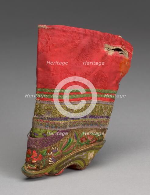 Single Shoe, China, Qing dynasty(1644-1911), c. 1860s. Creator: Unknown.