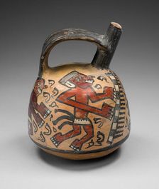 Single Spout and Bridge Vessel Depicting Dancing Figures, A.D. 700/1000. Creator: Unknown