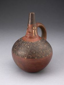 Single Spout Bottle with Modeled Face on Neck, A.D. 700/1000. Creator: Unknown
