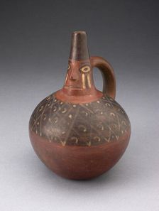 Single Spout Bottle with Modeled Face on Neck, A.D. 700/1000. Creator: Unknown