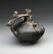 Single Spout Strap Vessel with Attached Molded Figures, A.D. 1000/1476. Creator: Unknown