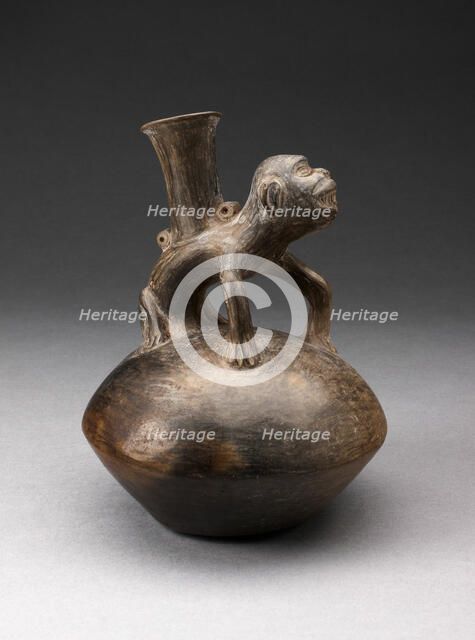 Single-Spout Vessel with a Monkey Standing on Top, A.D. 1200/1470. Creator: Unknown.