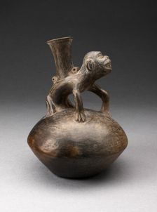 Single-Spout Vessel with a Monkey Standing on Top, A.D. 1200/1470. Creator: Unknown