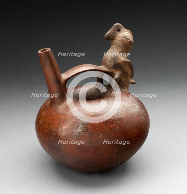 Single Spout Vessel with Bird Attached to Strap Handle, 200 B.C./A.D. 200. Creator: Unknown.