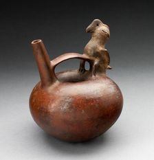 Single Spout Vessel with Bird Attached to Strap Handle, 200 B.C./A.D. 200. Creator: Unknown