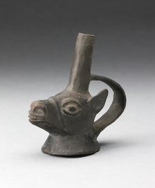 Single Spout Vessel in the Form of the Head of a Llama, A.D. 1000/1400. Creator: Unknown