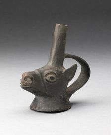 Single Spout Vessel in the Form of the Head of a Llama, A.D. 1000/1400. Creator: Unknown