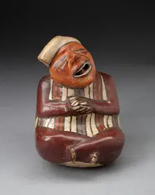 Single Spout Vessel in the Form of a Crossed-Legged Figure, Probably Deceased, 180 B.C./A.D. 500. Creator: Unknown