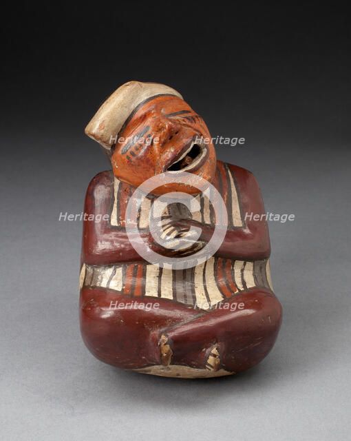 Single Spout Vessel in the Form of a Crossed-Legged Figure, Probably Deceased, 180 B.C./A.D. 500. Creator: Unknown.