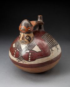 Single Spout Vessel in the Form of a Figure Holding a Fishing Net, 180 B.C./A.D. 500. Creator: Unknown