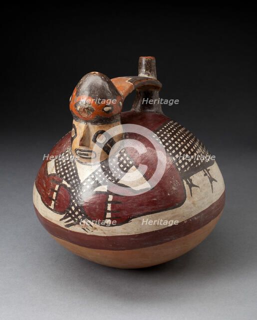 Single Spout Vessel in the Form of a Figure Holding a Fishing Net, 180 B.C./A.D. 500. Creator: Unknown.