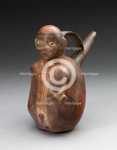 Single-Spout Vessel in the Form of a Figure Holding a Jar, A.D. 600/1000. Creator: Unknown.