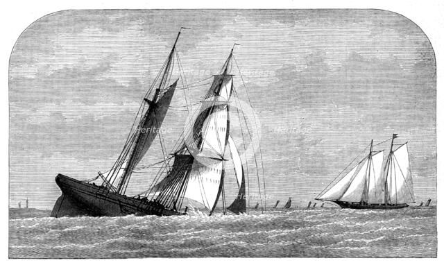 Sinking of a collier off Lowestoft - the yacht Violet at hand, 1873. Creator: Unknown.