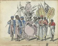 Sinhalese soldiers in the service of the VOC and envoys of the King of Kandy, 1785. Creator: Jan Brandes