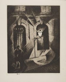 Sinister Paris Night, pub. 1929. Creator: Christopher Richard Wynne Nevinson (1889 – 1946)