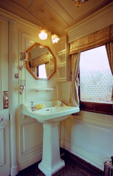Sink, Royal Coach, National Railway Museum, York, North Yorkshire. Creator: Tony Evans