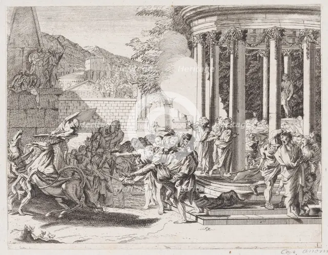 Sinorix being carried from the temple after being poisoned, 1650-1700. Creator: Attributed to Arnold van Westerhout.