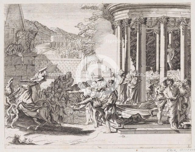 Sinorix being carried from the temple after being poisoned, 1650-1700. Creator: Attributed to Arnold van Westerhout.