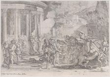 Sinorix carried from the temple of Artemis trying to escape the effects of the poisoni..., ca. 1640. Creator: Pietro Testa
