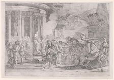Sinorix carried from the temple of Artemis trying to escape the effects of the poisoni..., ca. 1640. Creator: Pietro Testa