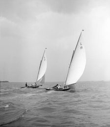 Sioma and Ejnar race downwind, 1912. Creator: Kirk & Sons of Cowes