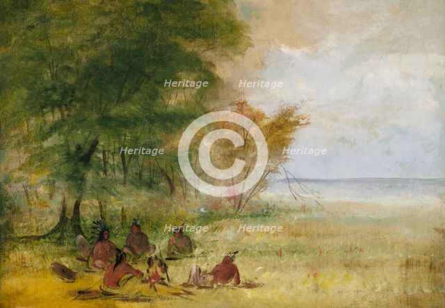 Sioux Indian Council, Chiefs in Profound Deliberation, 1832-1837. Creator: George Catlin.