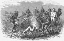 'Sioux Indians burning a prisoner; Ocean to Ocean, the Pacific railroad 1875. Creator: Frederick Whymper