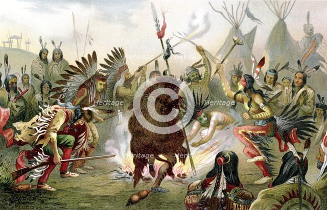 Sioux war dance, 1888. Artist: Unknown
