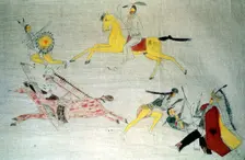 Sioux warriors in battle, c1890