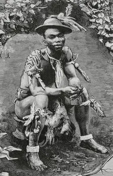 Siova-Biahome, chieftain of Musola (Boloko, South Bioko, Bioko Island), Spanish Guinea, 1883. Creator: Tomás Carlos Capuz