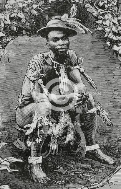 Siova-Biahome, chieftain of Musola (Boloko, South Bioko, Bioko Island), Spanish Guinea, 1883. Creator: Tomás Carlos Capuz.