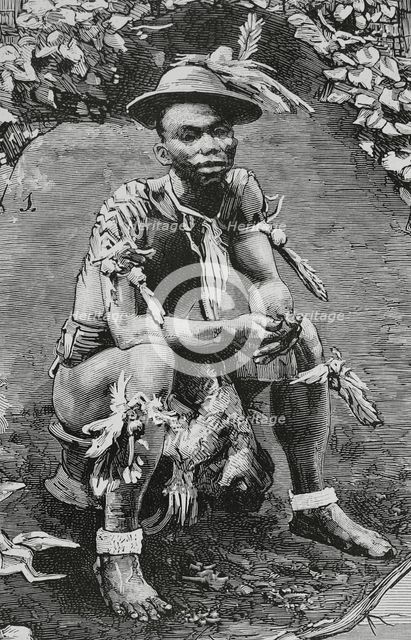 Siova-Biahome, chieftain of Musola (Boloko, South Bioko, Bioko Island), Spanish Guinea, 1883. Creator: Tomás Carlos Capuz.