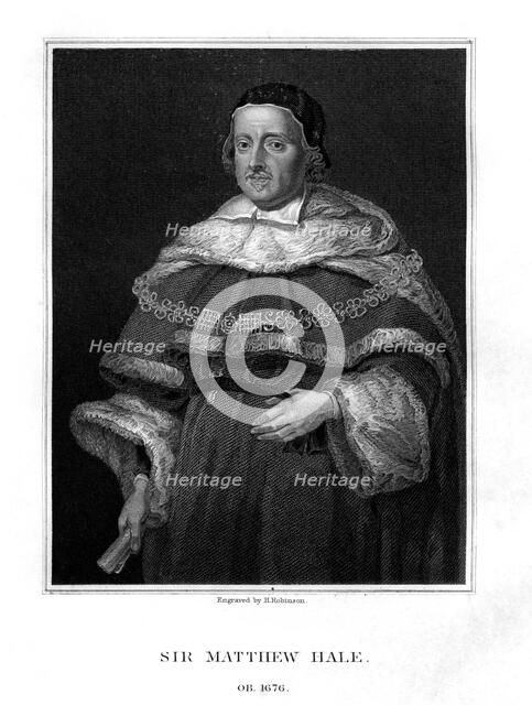 Sir Matthew Hale, Lord Chief Justice of England, (1829).Artist: H Robinson