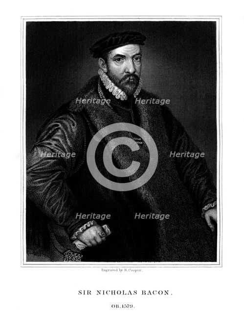 Sir Nicholas Bacon, English politician, (1826).Artist: R Cooper