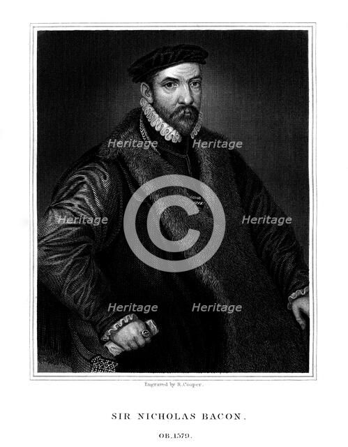 Sir Nicholas Bacon, English politician, (1826).Artist: R Cooper