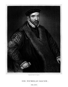 Sir Nicholas Bacon, English politician, (1826).Artist: R Cooper