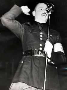 Sir Oswald Mosley addressing a Blackshirt meeting in the East End of London, 1936. Creator: Unknown