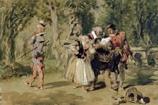 Sir Andrew Aguecheek Writes a Challenge 1859. Artist: Sir John Gilbert