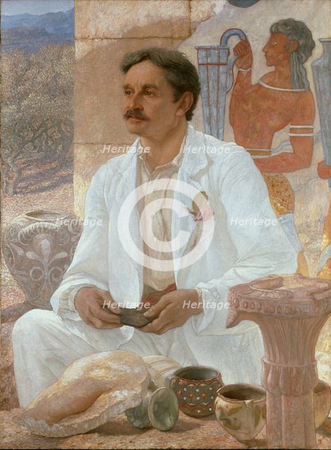 Sir Arthur Evans among the Ruins of the Palace of Knossos, 1907. Artist: Sir William Blake Richmond.