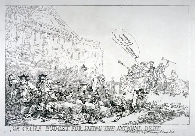 'Sir Cecils budget for paying the national debt', 1874.            Artist: Thomas Rowlandson