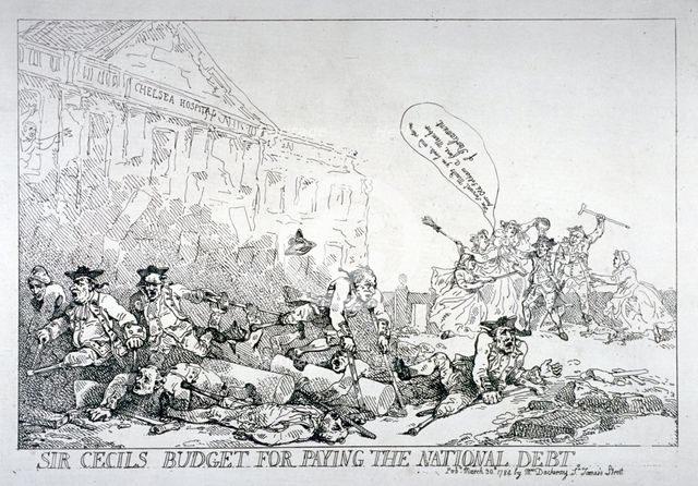 'Sir Cecils budget for paying the national debt', 1874.            Artist: Thomas Rowlandson