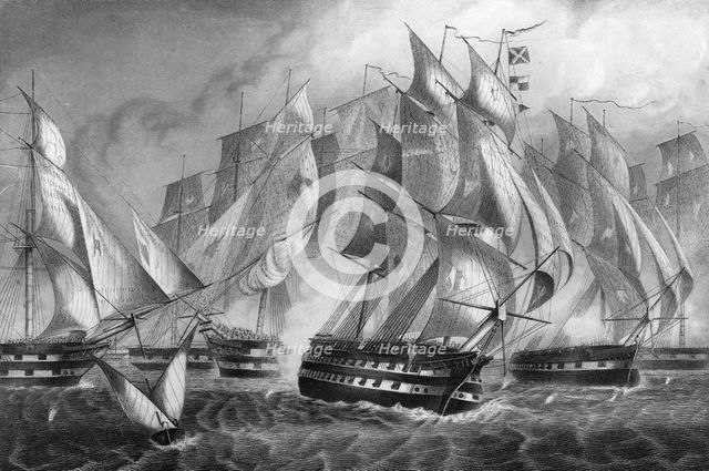 Sir Charles Napier's victory off Cape St Vincent, 5 July 1833 (c1857).Artist: DJ Pound