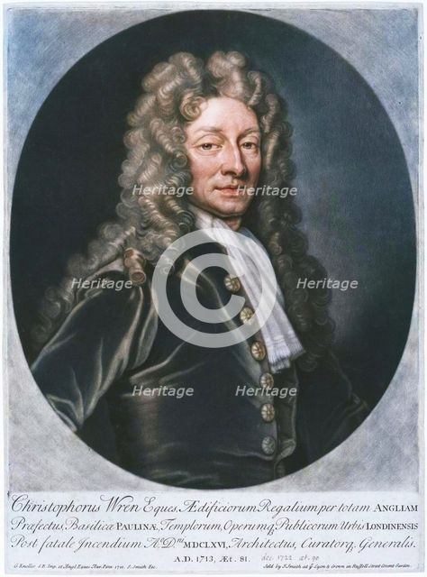 Sir Christopher Wren, 1713. Creator: John Smith.