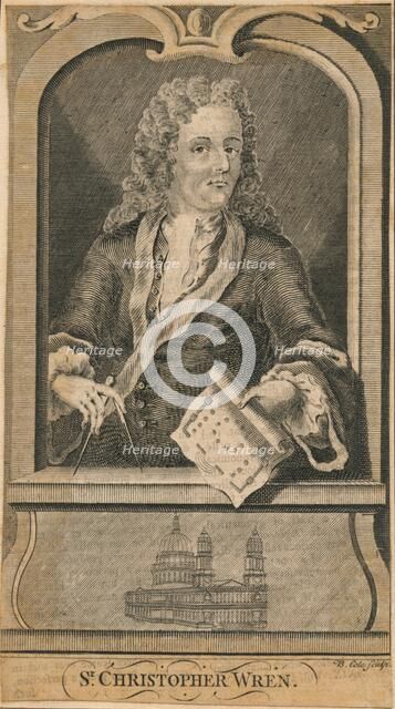 'Sir Christopher Wren', (mid 18th century).  Creator: B Cole.